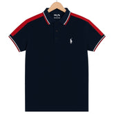 Black Color Panel Polo T-Shirt!